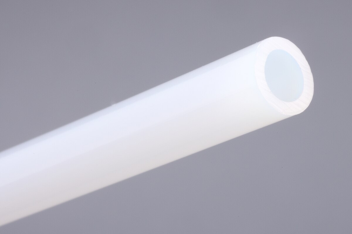 Detailed view of translucent white Tube SL1-4/6 made of PTFE