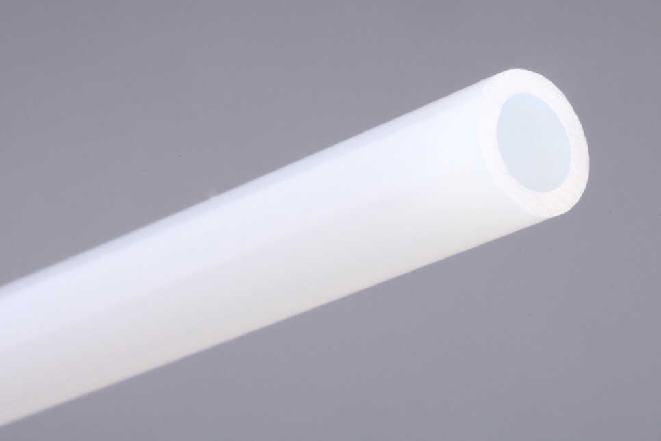 Detailed view of translucent white Tube SL1-4/6 made of PTFE