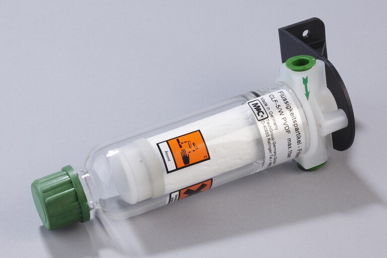 Schrägansicht liegender Flüssigkeitspartikelfilter CLF-5/W
