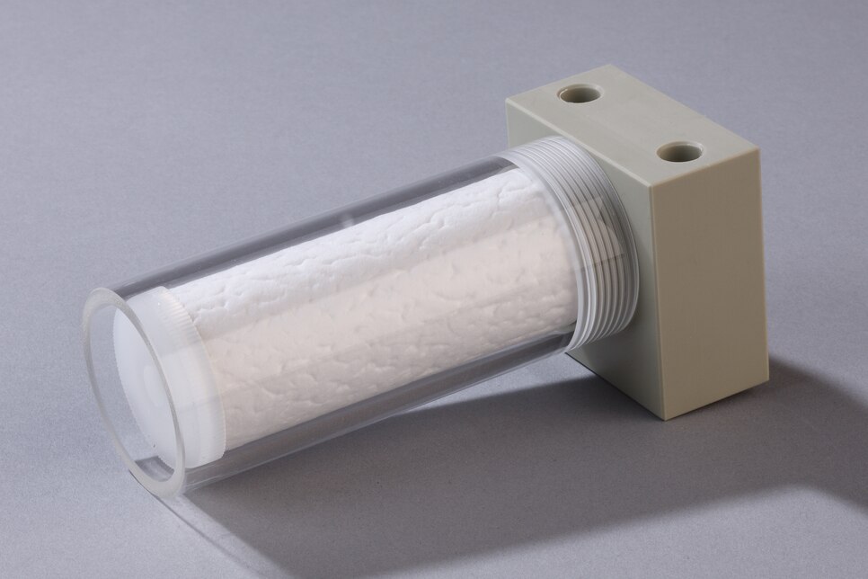 Oblique view of horizontal Ambient Air Suction Filter SP53-PP-2GF with protection sleeve