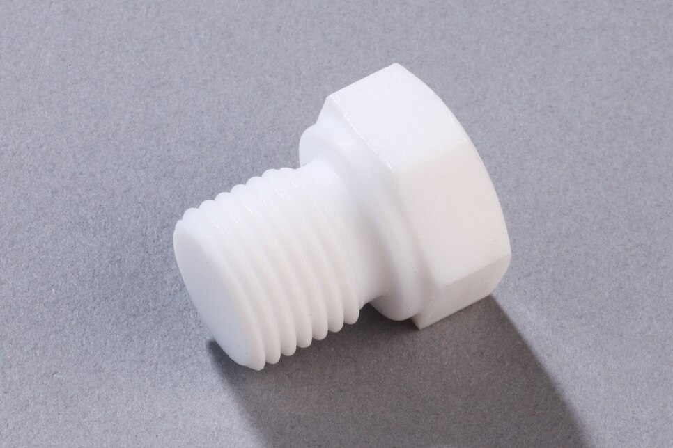 Schrägansicht liegender Verschlussstopfen mit Außengewinde, G1/4"