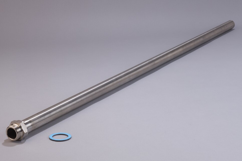 Oblique view of horizontal Sample Tube SP2000/Ti and sealing ring made of PTFE