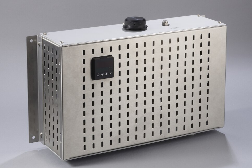 Oblique view of Gas Converter CG-2H-W in a wall-mounting housing