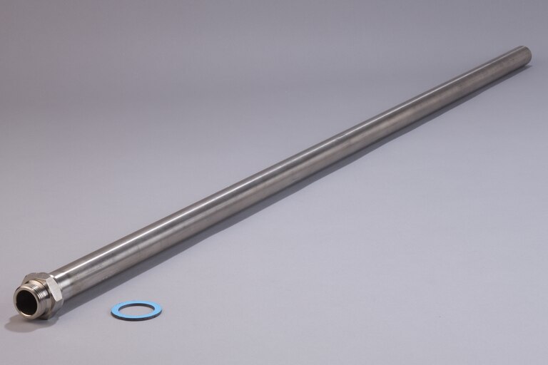 Schrägansicht liegendes Entnahmerohr SP2000/Ti und PTFE-Klemmring